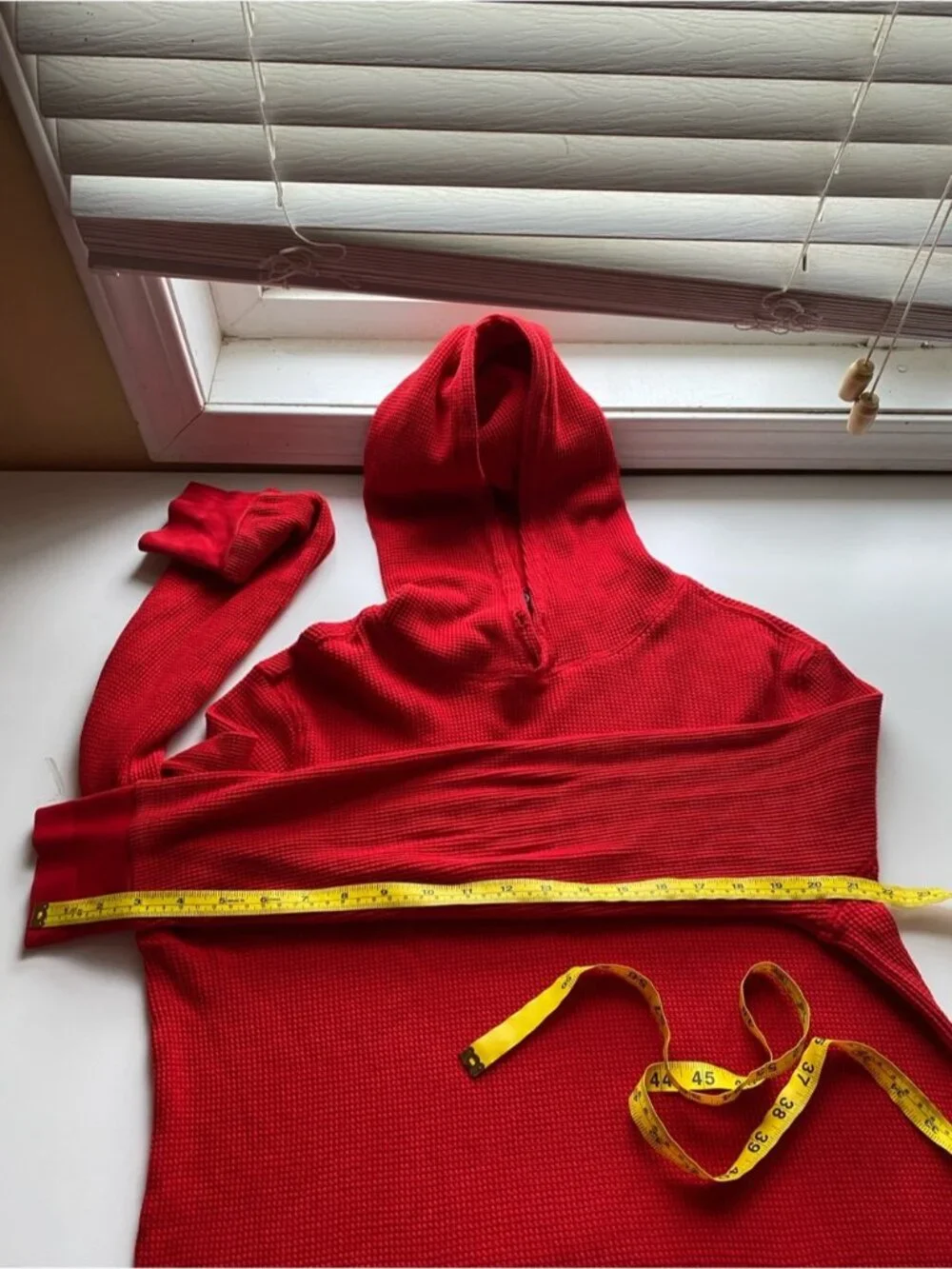 Polo Ralph Lauren Waffle Knit Hoodie Men Medium Red Shirt Cotton Pony Logo FLAW